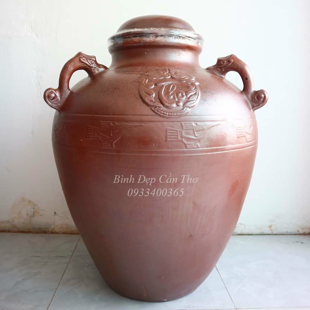 Chum sành gốm sứ Bát Tràng 120 lít 3 quai