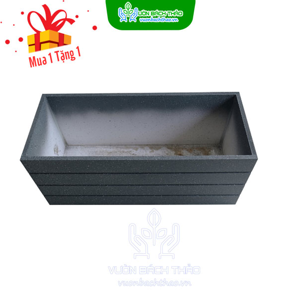 Chậu Composite Chữ Nhật Kẻ Sọc Giả Đá