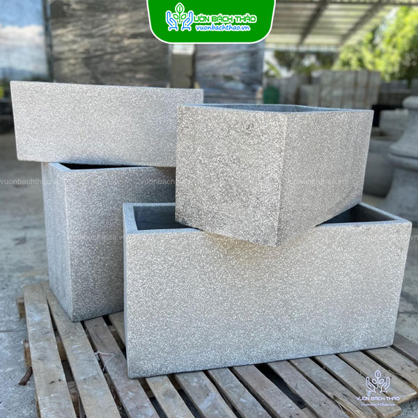 Chậu Đá Mài Chữ Nhật Trồng Cây