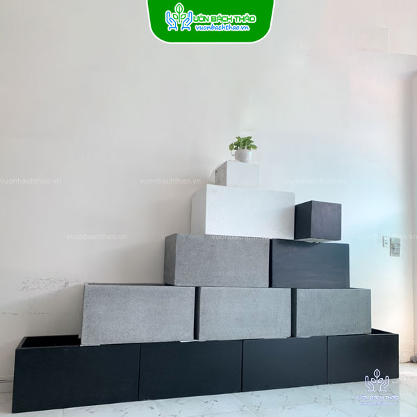 Chậu Đá Mài Chữ Nhật Trồng Cây