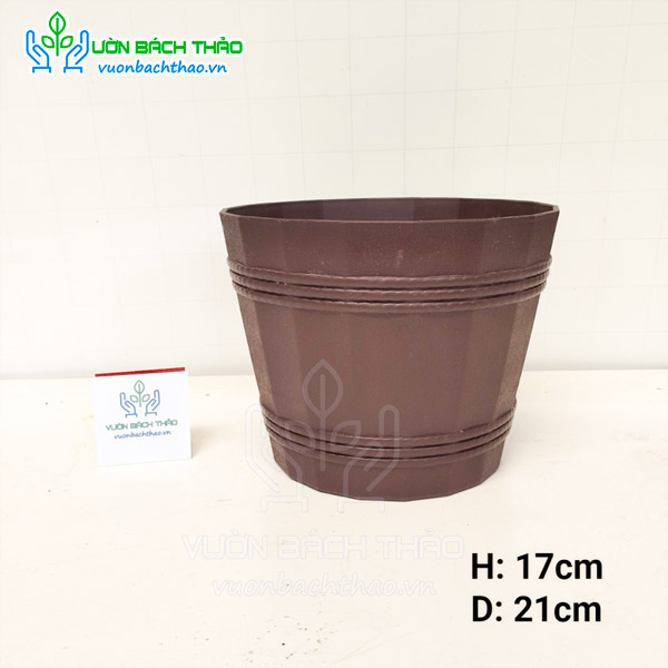 Chậu Nhựa Tròn Kiểu Dáng Thùng Gỗ