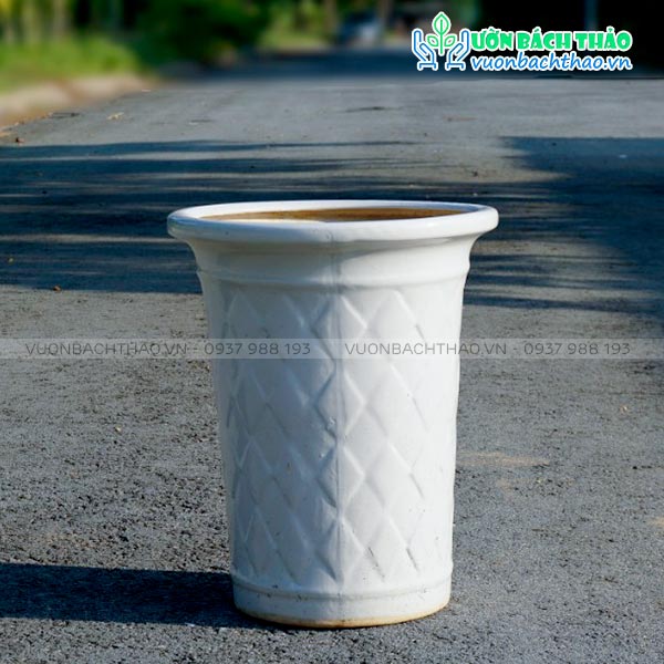 Chậu Sứ Trắng Mắt Lưới