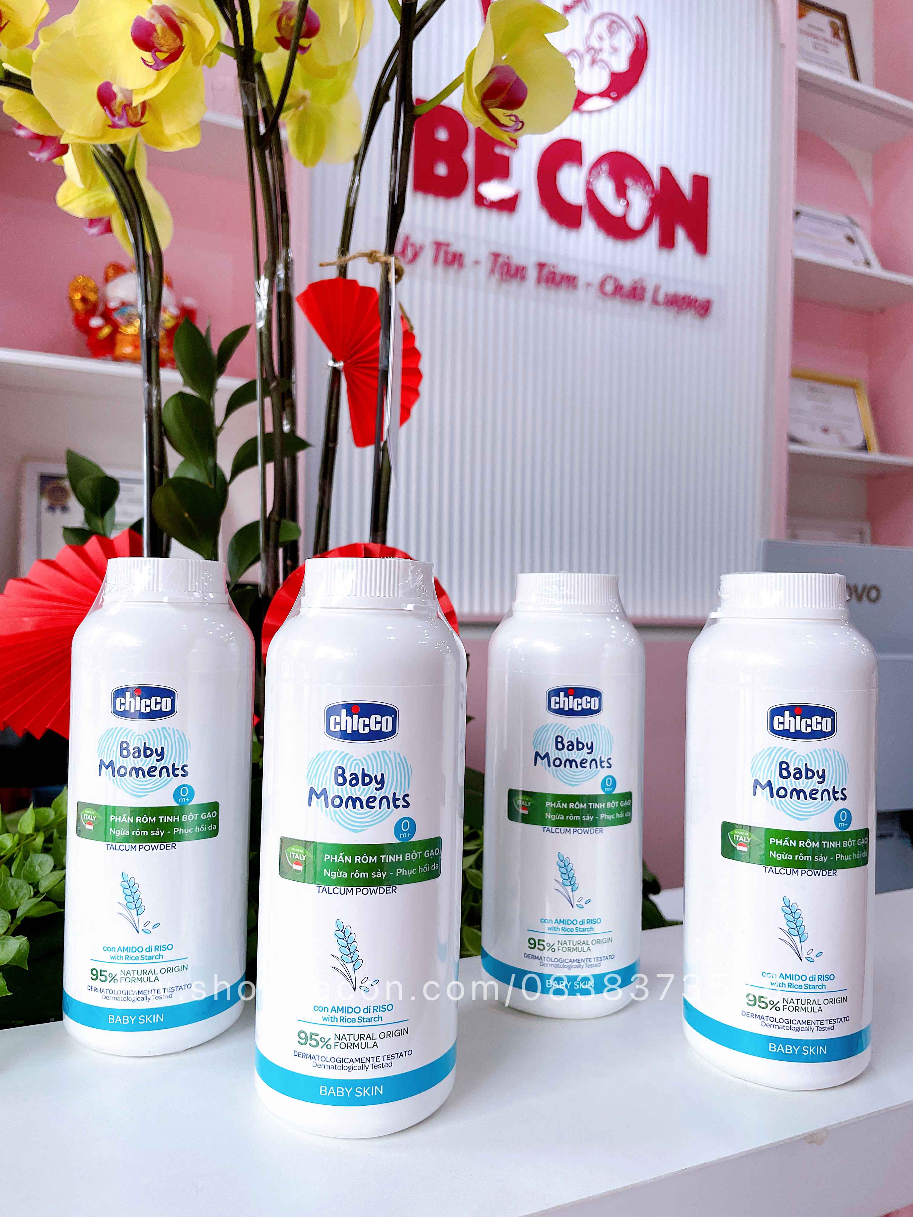 Phấn rôm Chicco tinh bột gạo 150g