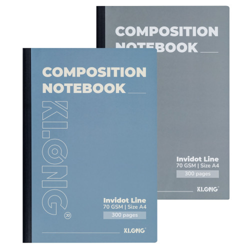 Sổ kẻ ngang may dán gáy composition notebook invidot line A4 300 trang 70/92 Klong