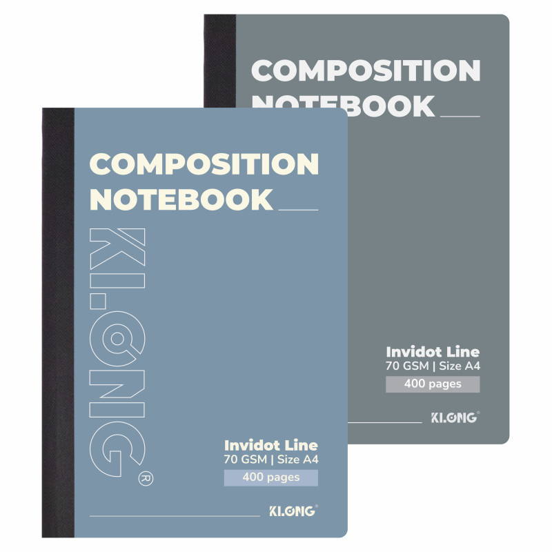 Sổ kẻ ngang may dán gáy composition notebook invidot line a4 400 trang 70/92 Klong