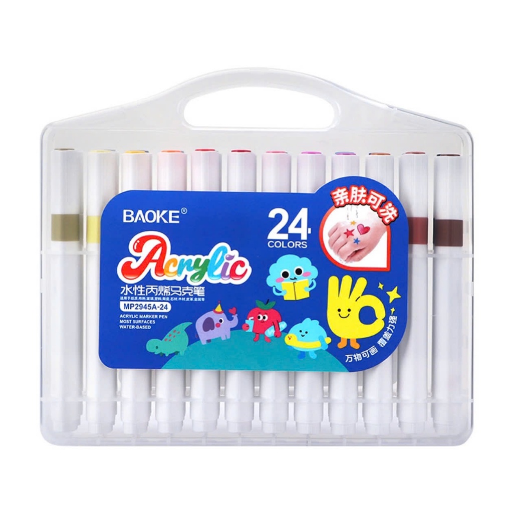 Màu Acrylic trẻ em (rửa được) 24 màu Baoke