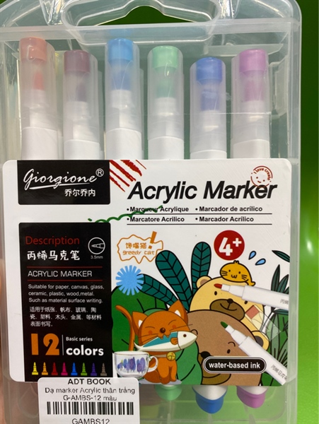 Dạ marker Acrylic thân trắng G-AMBS-12 màu
