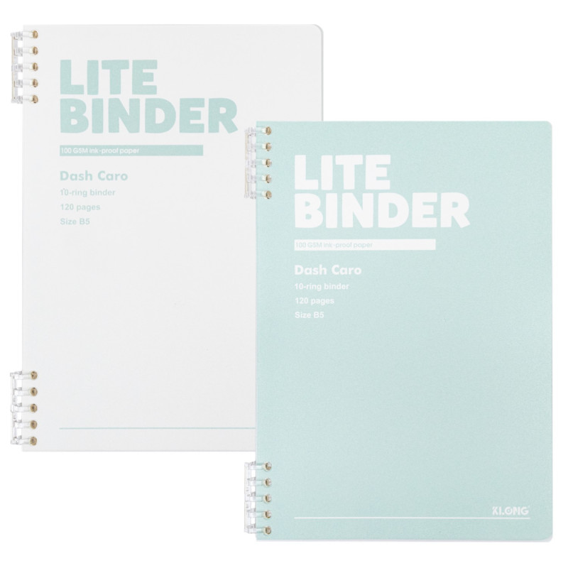 Sổ dash caro bìa pp còng nhựa 2 đầu đóng mở b5 lite binder 120tr 100/76 Klong