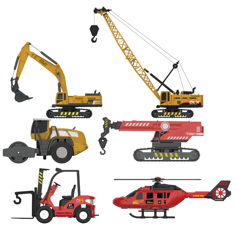 Bộ đồ chơi 6 mô hình xe và trực thăng