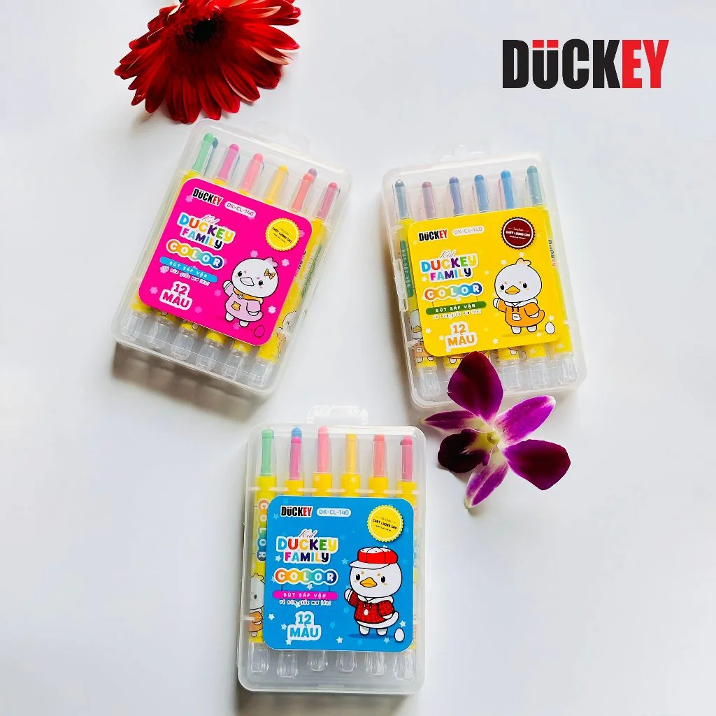 Bút sáp vặn 12 màu hiệu Duckey, mã DK-CL-140