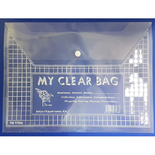 Túi clear khổ A4 mỏng Trà My
