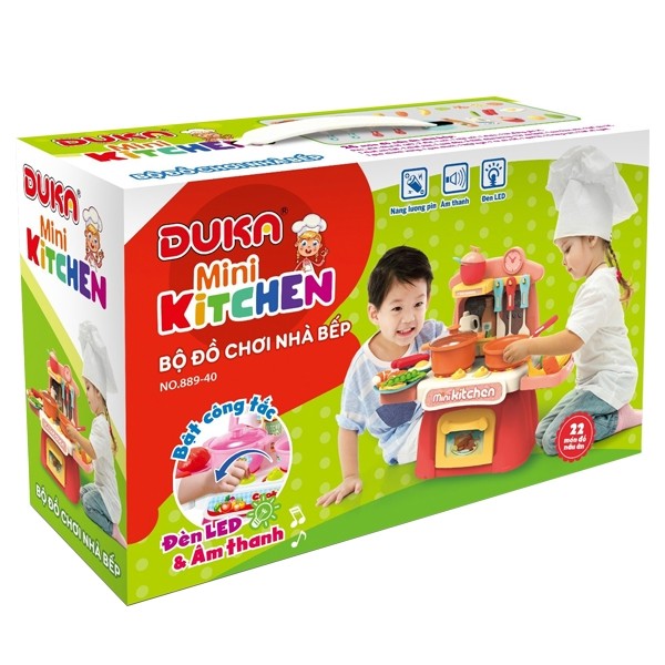 Bộ đồ chơi nhà bếp màu nâu kết hợp ánh sáng và âm thanh