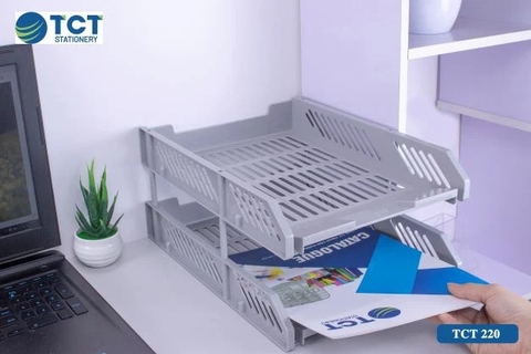Khay tài liệu 2 tầng TCT220 - 24 bộ/thùng - GHI