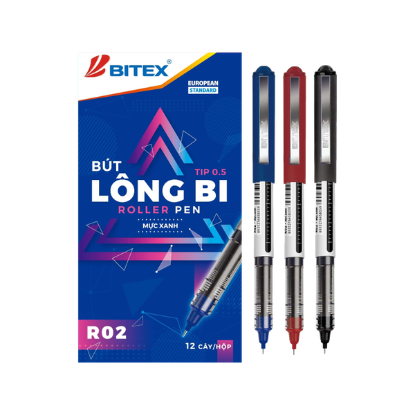 Bút lông bi mực xanh R02 (0.5mm 12 cây/hộp)