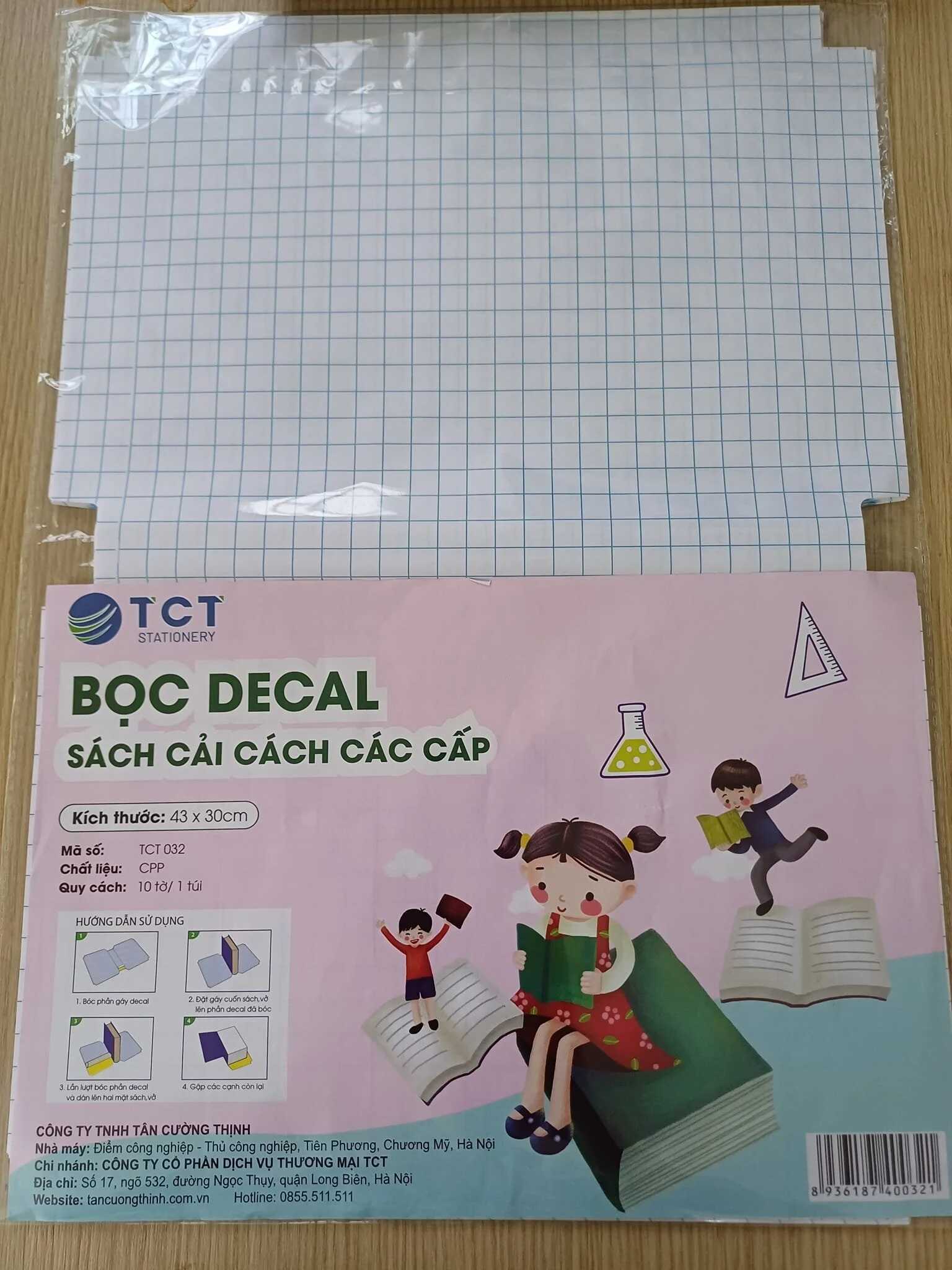Bọc decal 43x30cm TCT( bọc sgk)