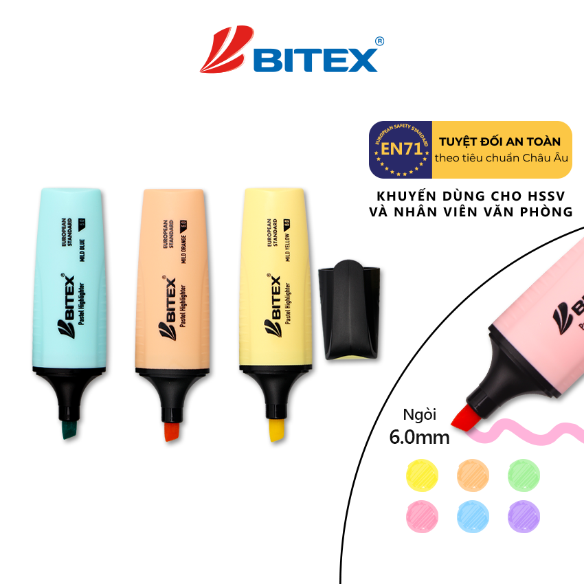 Bút dạ quang pastel mực cam HL05 bitex 12c/h