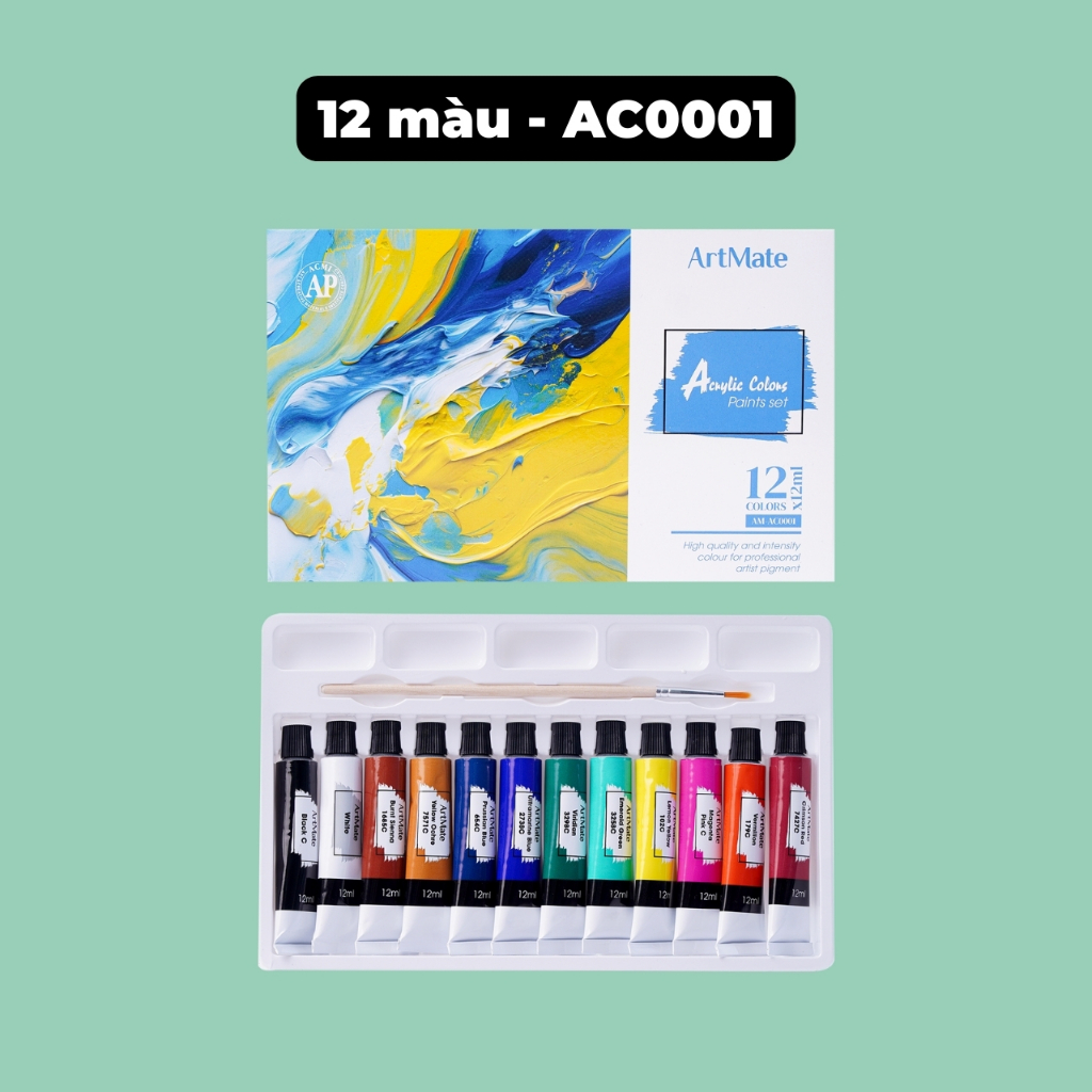 Bộ 12 màu Acrylic tuýp 12ml AM-AC0001