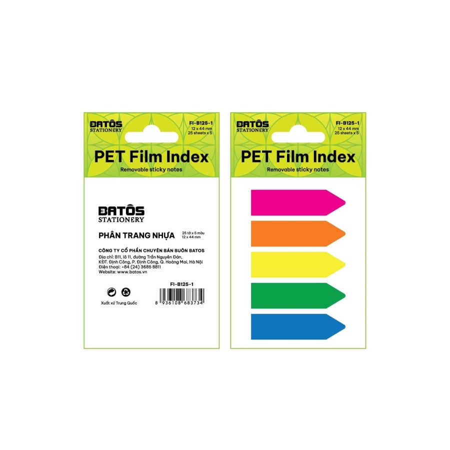 Phân trang nhựa Batos FI-B125-1 5 màu ( 50tap/ hộp)
