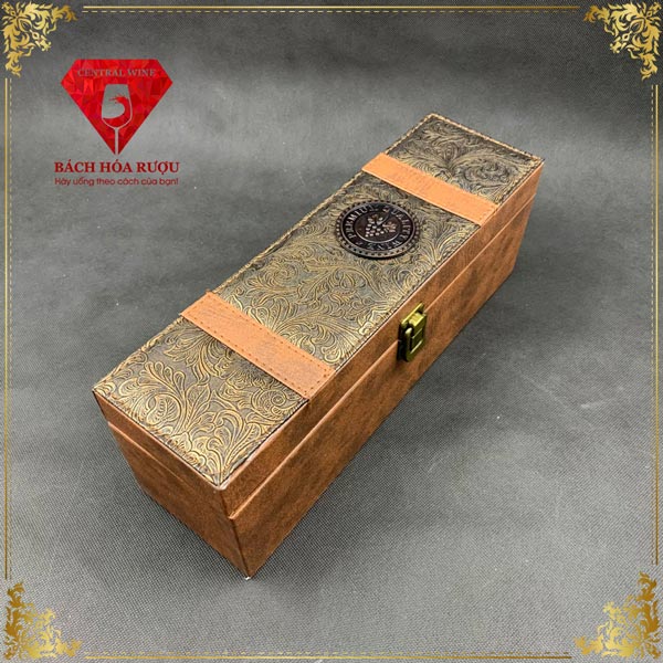 Hộp Quà Rượu Tết Da Đơn Vân Phượng Hoàng