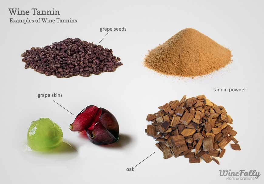 Tannin có trong vỏ, hạt nho, gỗ sồi, lá cây