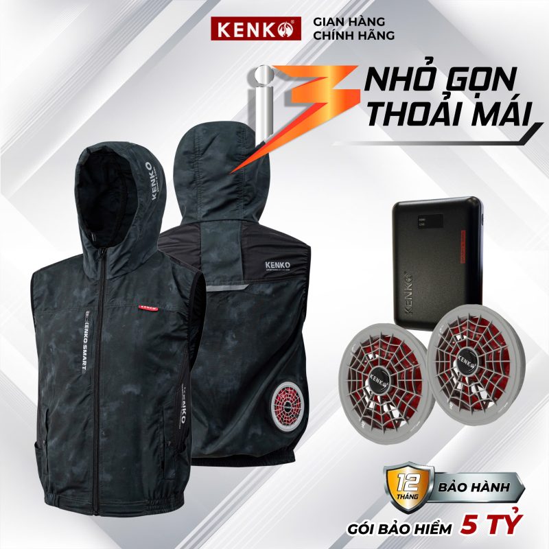 Áo điều hoà KENKO ASAWIND kiểu dáng gile màu rêu