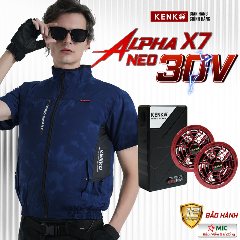 Áo điều hoà KENKO ASAWIND kiểu dáng cộc tay xanh than