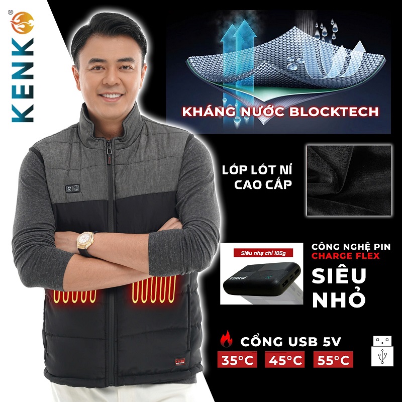 Áo sưởi ấm KENKO Nhật Bản 7-9 vùng nhiệt pin 10000mah tốt nhất hiện nay