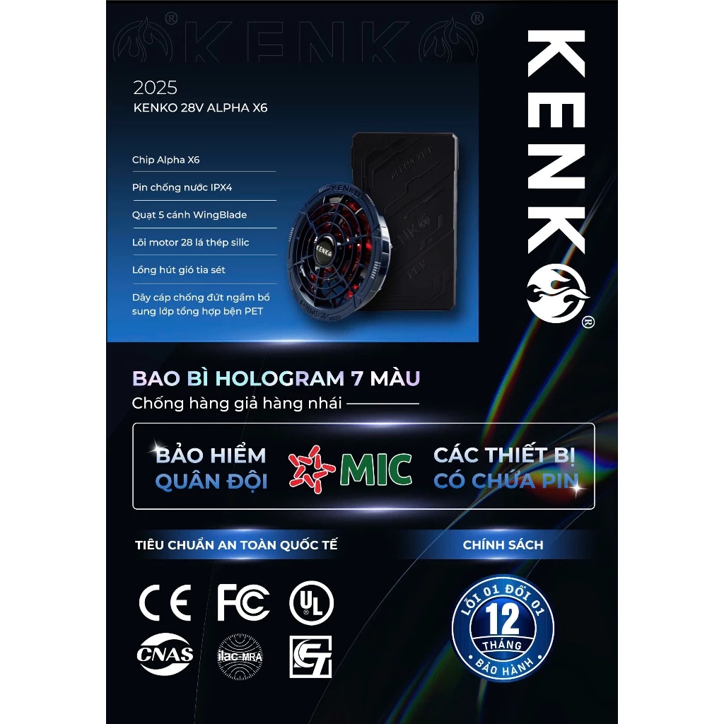Pin áo điều hòa KENKO Alpha X6 28v