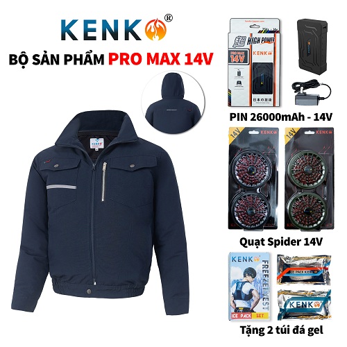Bộ áo điều hòa KENKO PROMAX 14V mới nhất 2023 áo xanh than kaki
