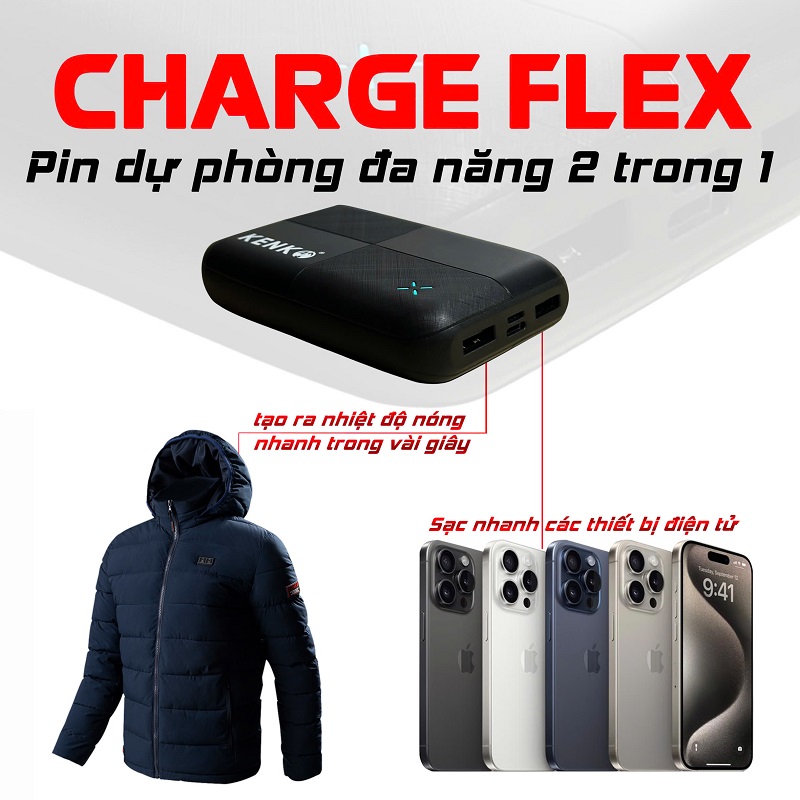 PIN ÁO SƯỞI ẤM ĐIỆN ĐA NĂNG TIỆN LỢI CHARGE FLEX MỚI NHẤT 2024