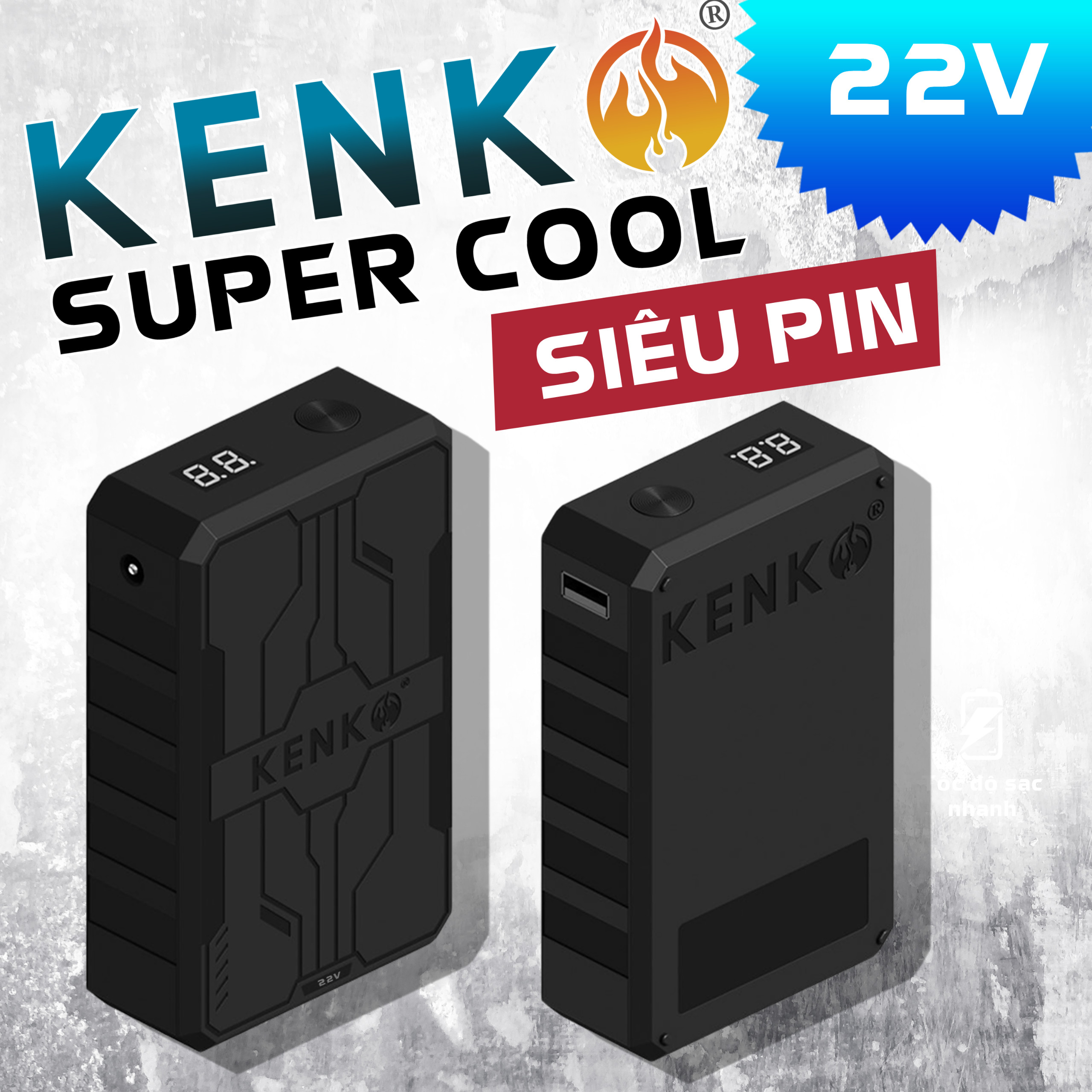 Bộ pin quạt KENKO ALPHA X5 22V mạnh nhất, công nghệ quạt siêu êm