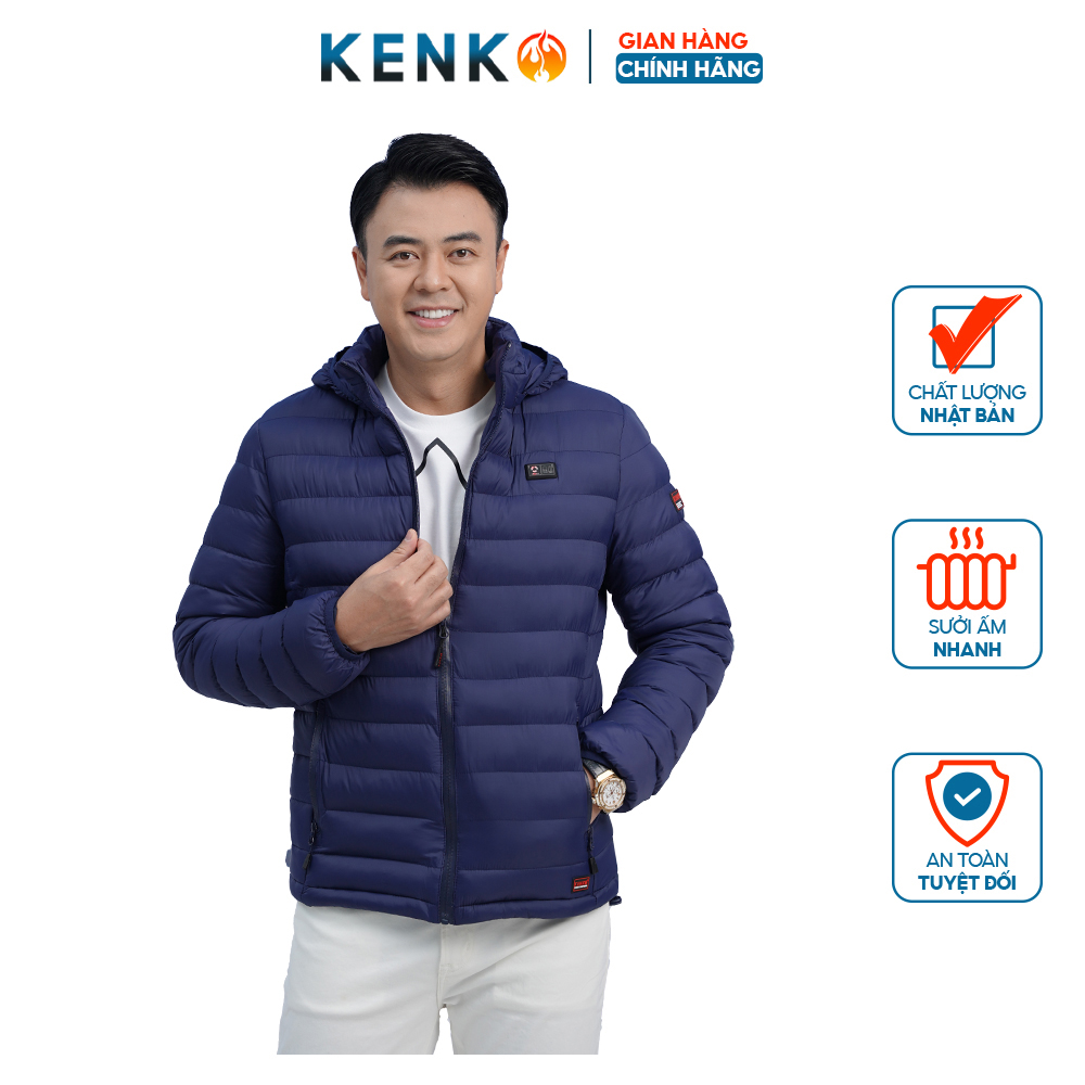 Áo sưởi ấm Nhật Bản KENKO 7 tấm nhiệt kèm pin 10000mAh,áo sưởi chống mưa cao cấp