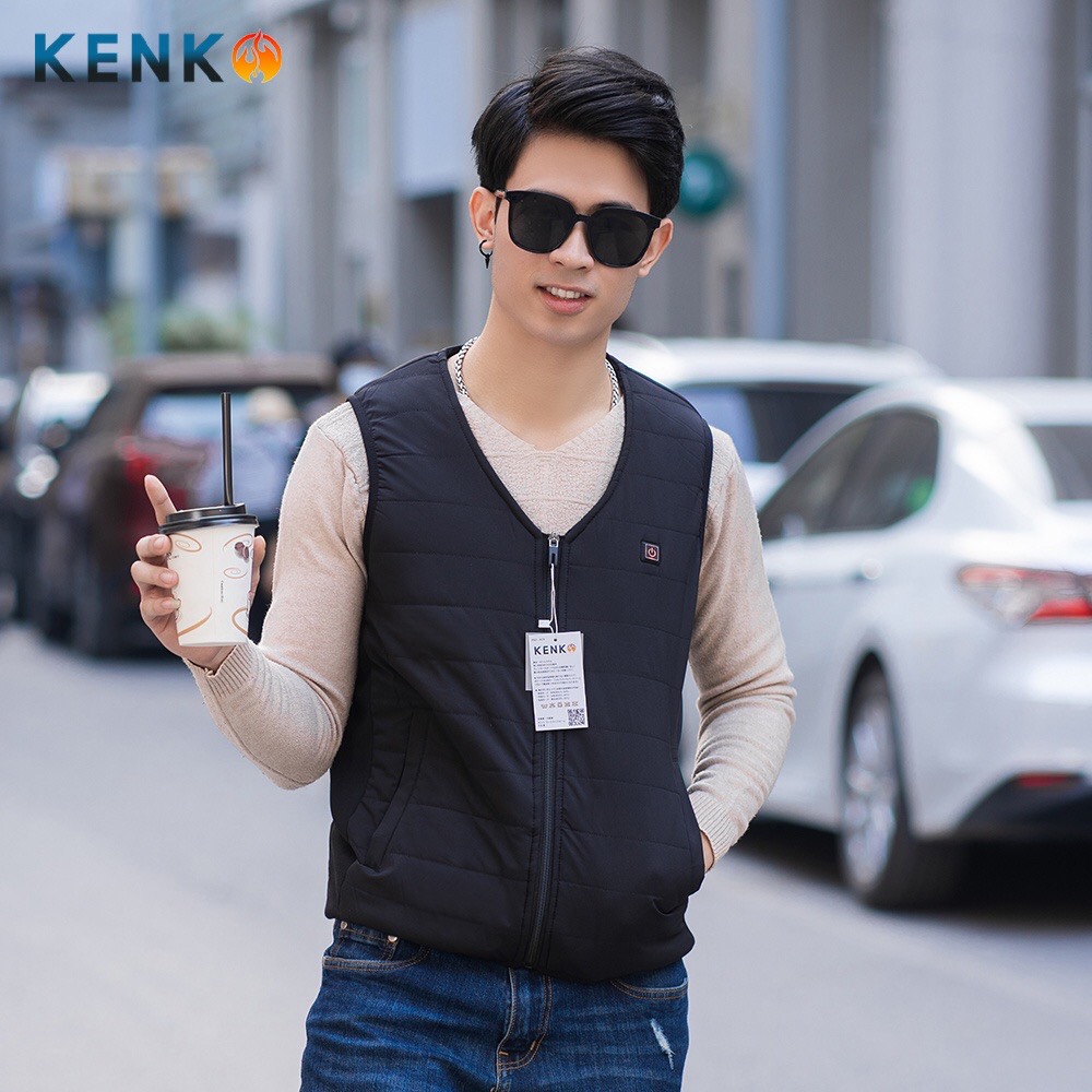 Áo sưởi gile KENKO V01 Nhật Bản 9 vùng nhiệt siêu ấm chống nước và mưa tuyết tuyệt đối