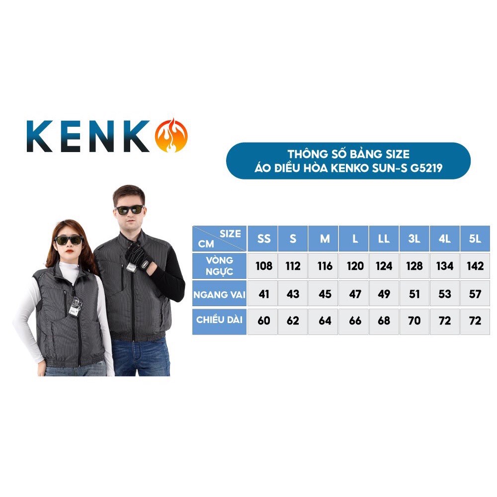 Áo điều hòa KENKO suns-G5219 Nhật Bản kiểu dáng gile chất liệu vải gió cao cấp