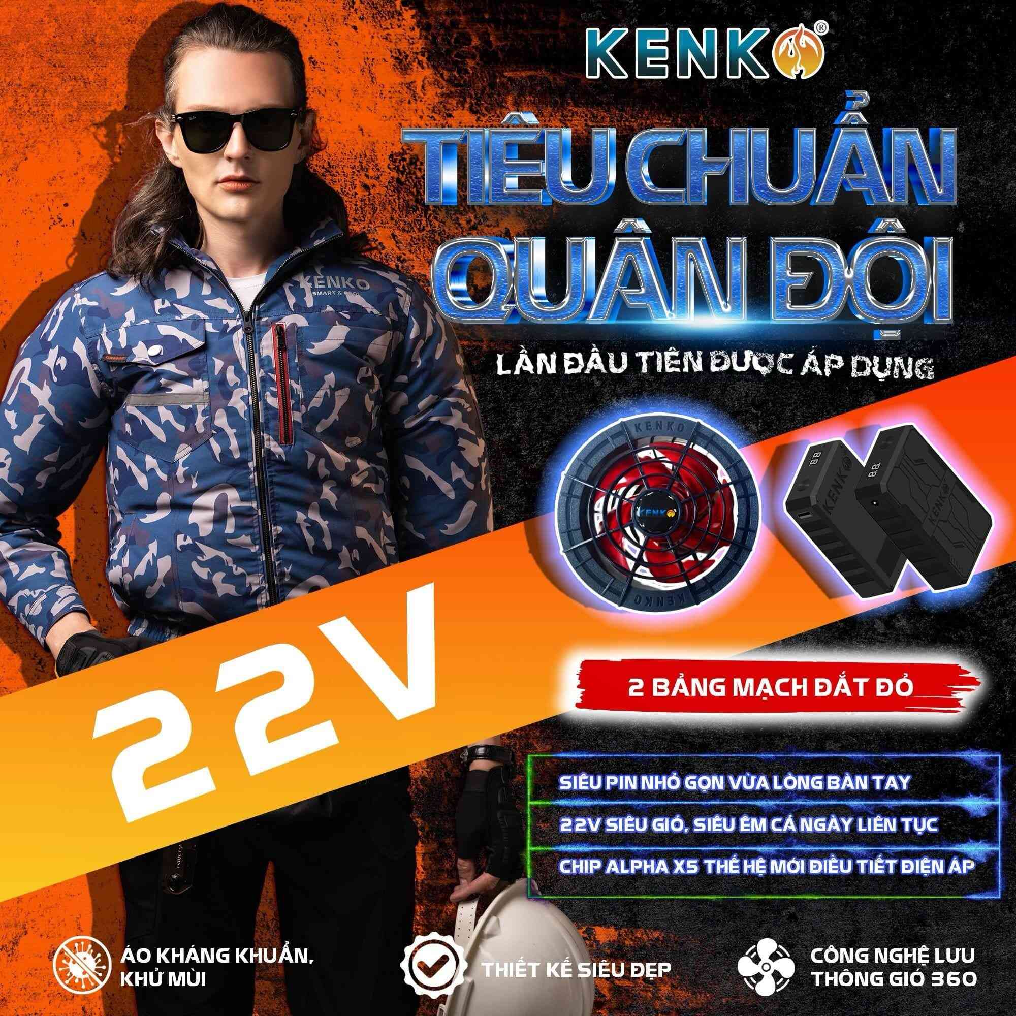 Áo điều hoà KENKO dài tay chất liệu vải taslan màu xanh camo - SM24