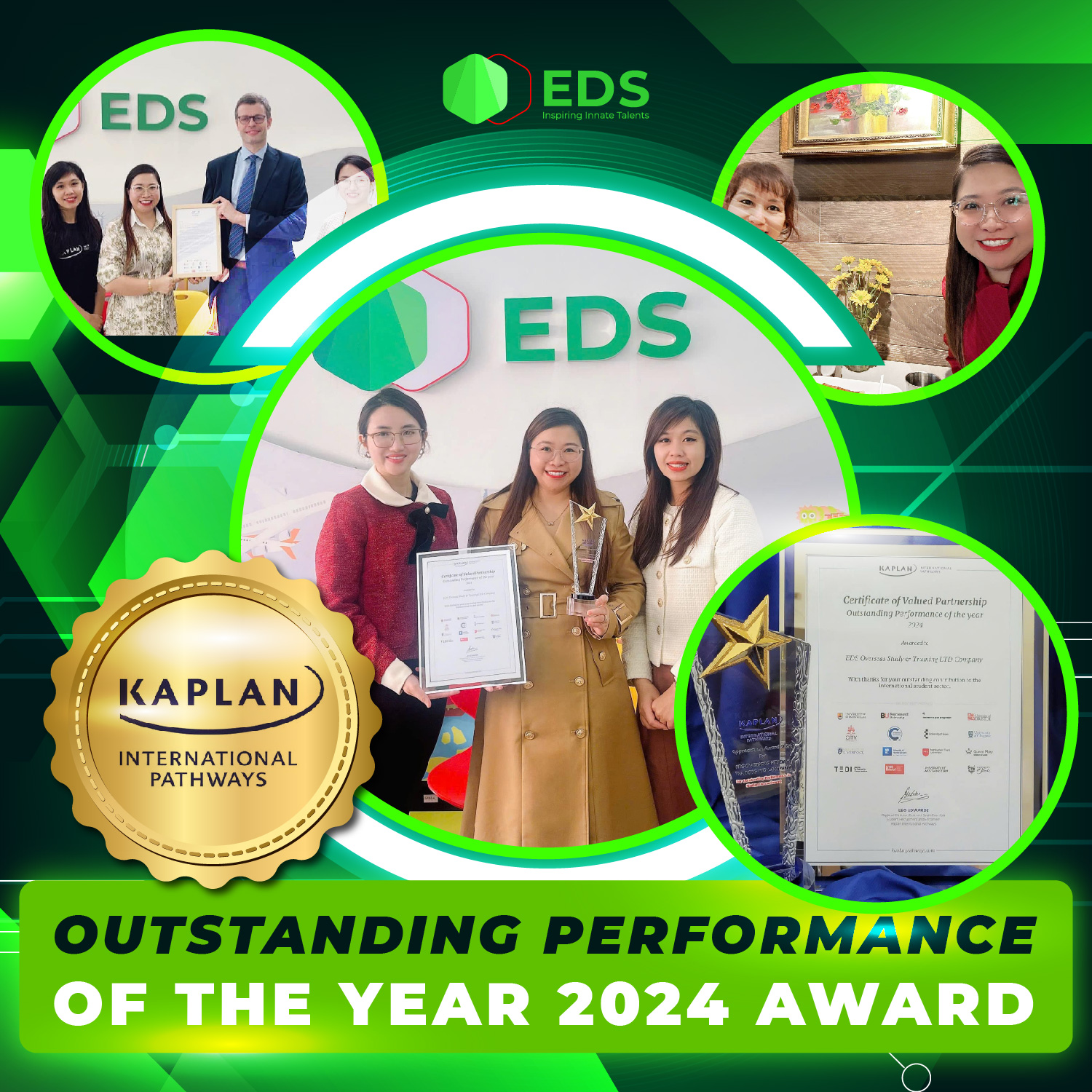 🌹 EDS TỰ HÀO ĐÓN NHẬN **GIẢI THƯỞNG THÀNH TÍCH XUẤT SẮC CỦA NĂM 2024** TỪ KAPLAN INTERNATIONAL PATHWAYS 🎊🎊🎊