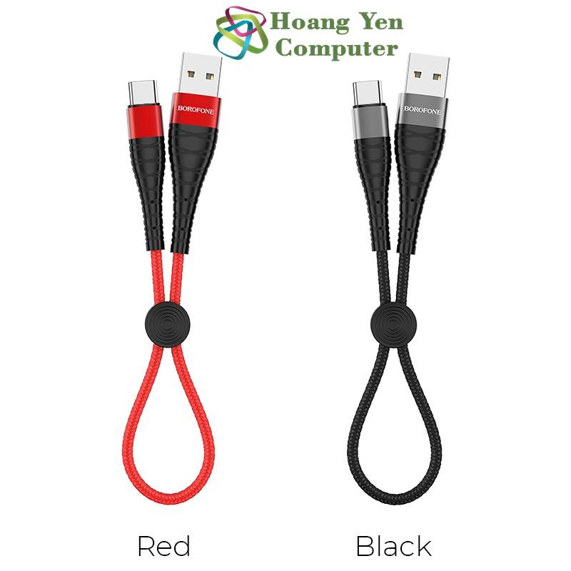 Cáp Sạc TYPE C Borofone BX32 Dài 25CM Dây Dù Cho Android - BH 12 Tháng 1 đổi 1 (MÀU SẮC NGẪU NHIÊN) | Hoàng Yến Computer