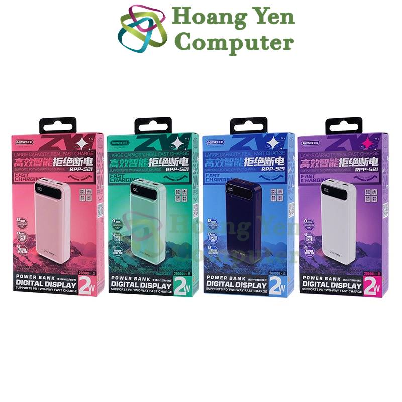 Sạc Dự Phòng Remax RPP-521 20000mAh (Sạc Nhanh QC3.0 18W, PD20W, VOOC 22.5W ) - Hoangyencomputer | Hoàng Yến Computer