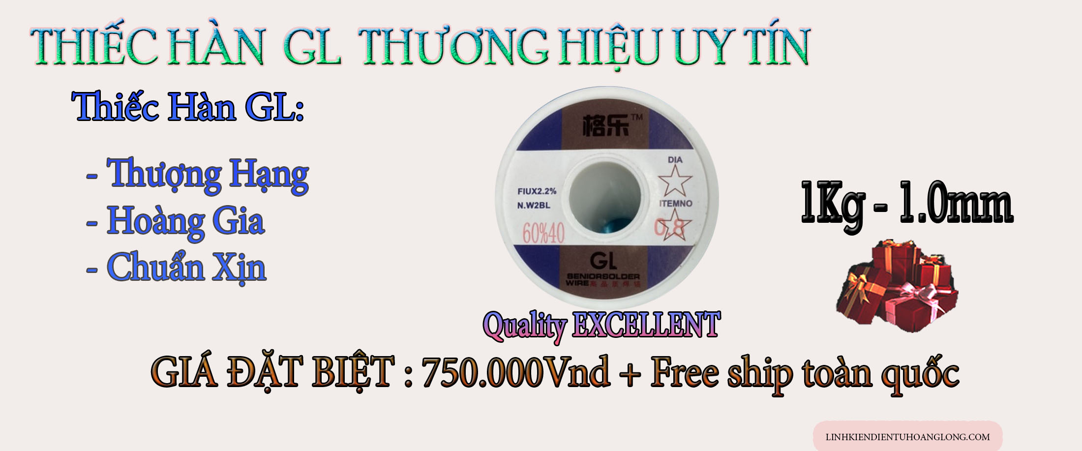 Thiếc Hàn GL 1.0mm 1Kg 60/40 chất lượng