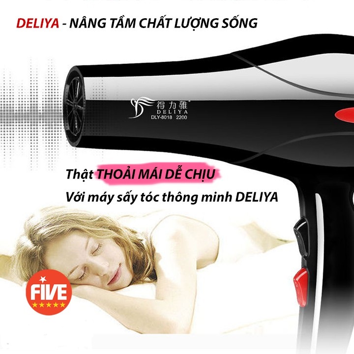 Máy sấy tóc DELIYA công suất lớn 2200W, 2 chiều nóng lạnh tặng kèm 5 món  phụ kiện và bộ bấm móng 7 món