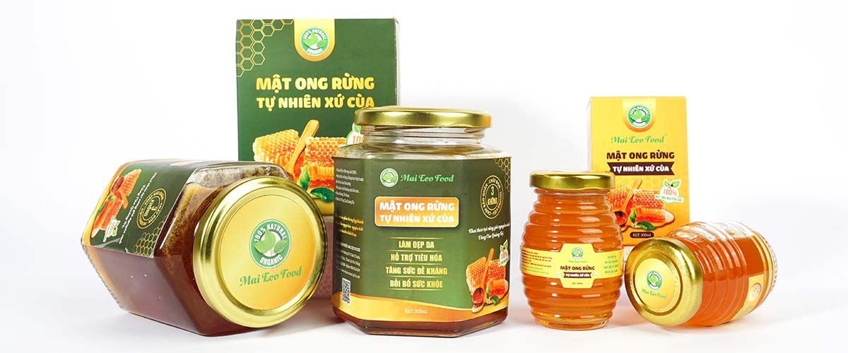 mật ong đựng hũ thuỷ tinh