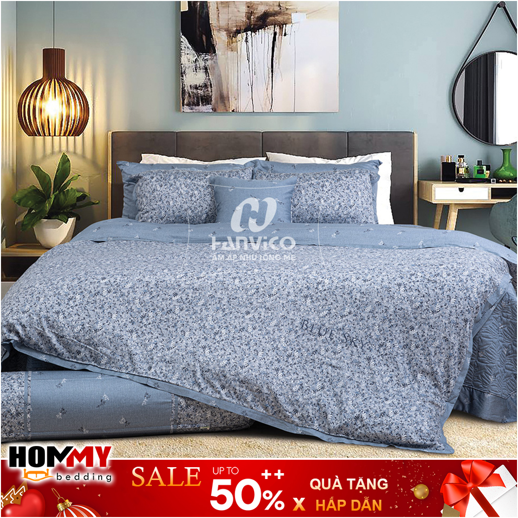 Mẫu Chăn Ga Gối Hanvico Blue Sky DLP189 vải cotton cao cấp (bán lẻ)