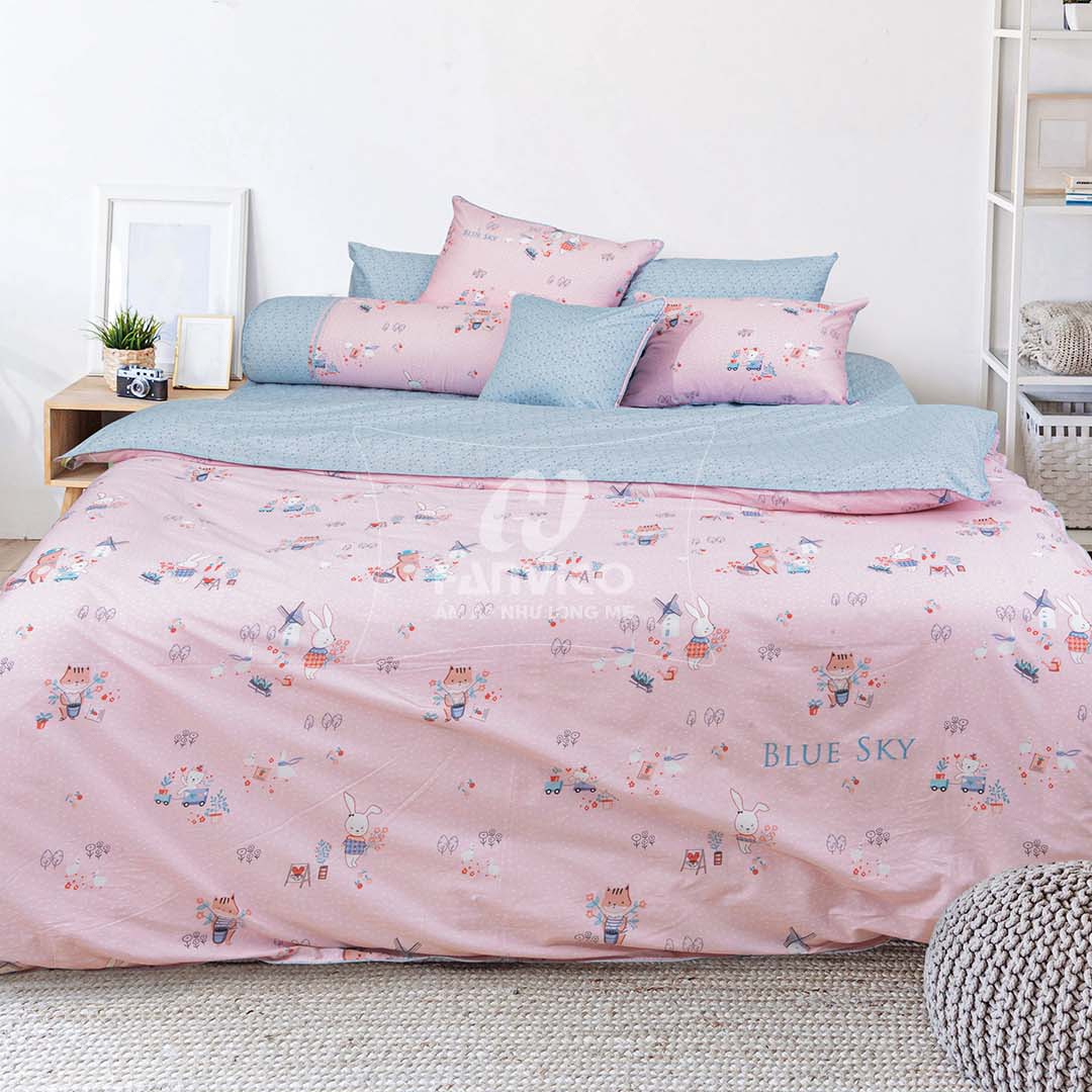 Mẫu Chăn Ga Gối Hanvico Blue Sky DL173 vải cotton cao cấp