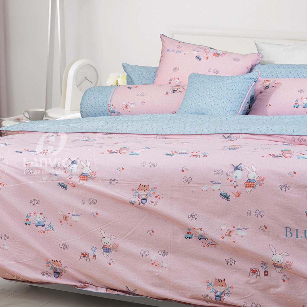 Mẫu Chăn Ga Gối Hanvico Blue Sky DL173 vải cotton cao cấp