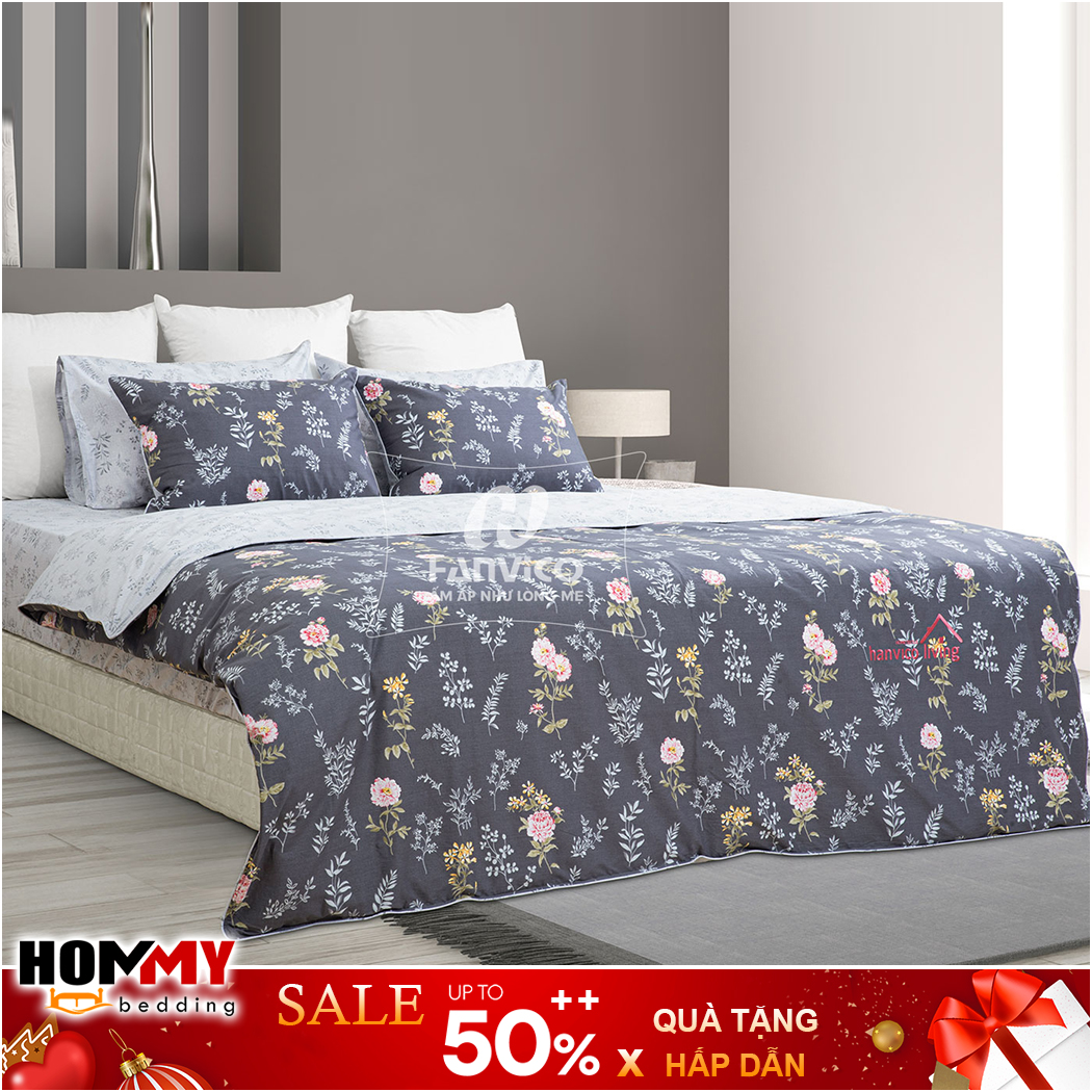 Bộ Chăn Ga Gối Hanvico Living LV20 vải cotton cao cấp