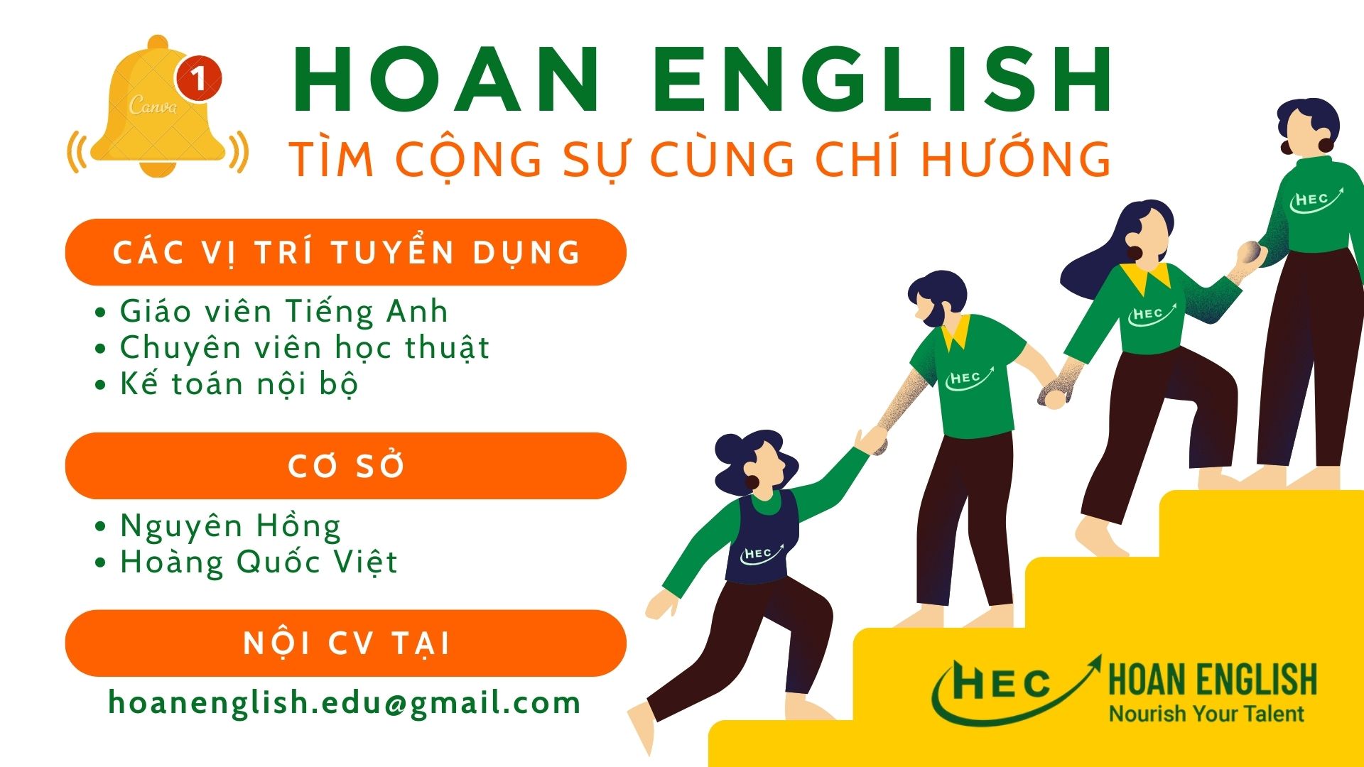 [HN - HOAN ENGLISH] TUYỂN DỤNG GIÁO VIÊN TIẾNG ANH - CHUYÊN VIÊN HỌC THUẬT TIẾNG ANH - KẾ TOÁN NỘI BỘ