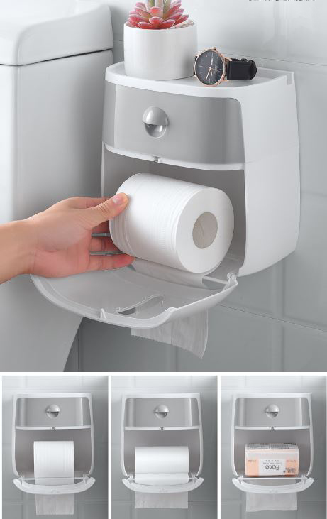 Hộp giấy vệ sinh 2 trong 1 dán tường đa năng Chipmart