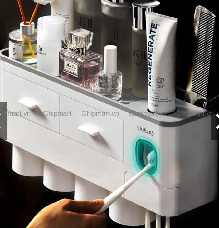 Hộp đựng cốc hút chân không 4 cốc + Bộ nhả kem đánh răng siêu tiện lợi