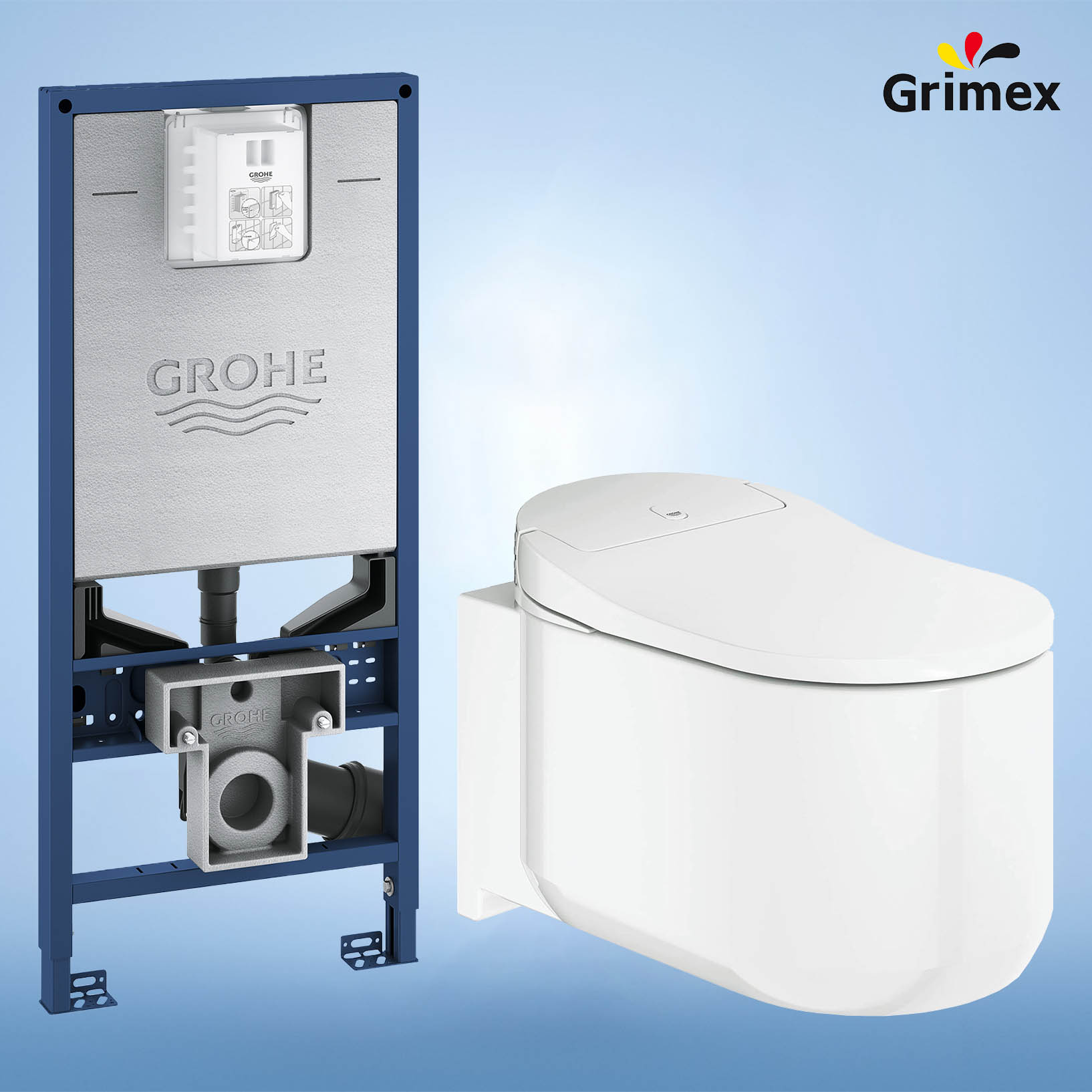 Combo Bồn cầu điện tử treo tường Grohe 39354SH1 & Két âm Grohe Rapid ...