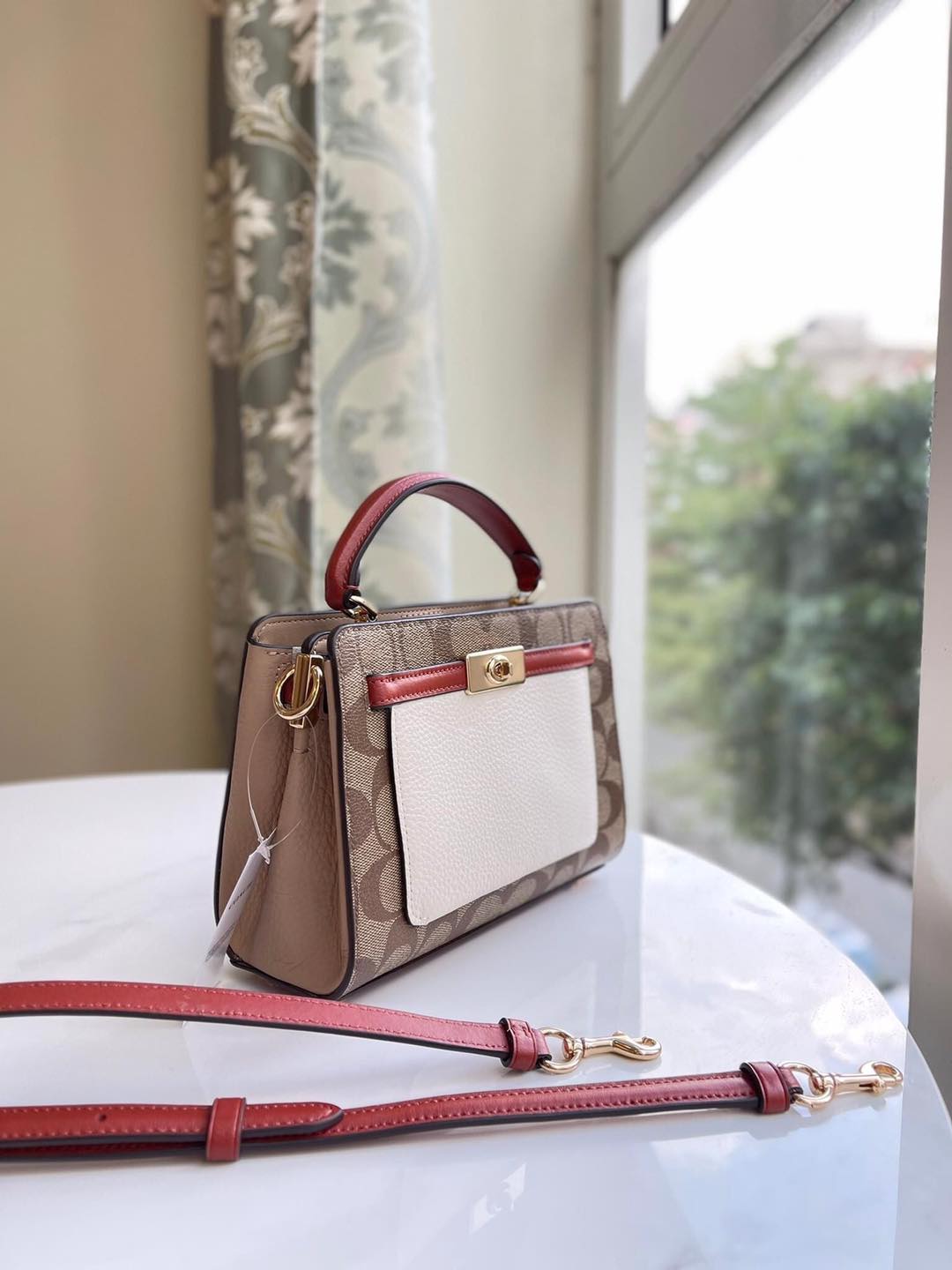 Coach Mini Lane Top Handle In Colorblock Signature Canvas